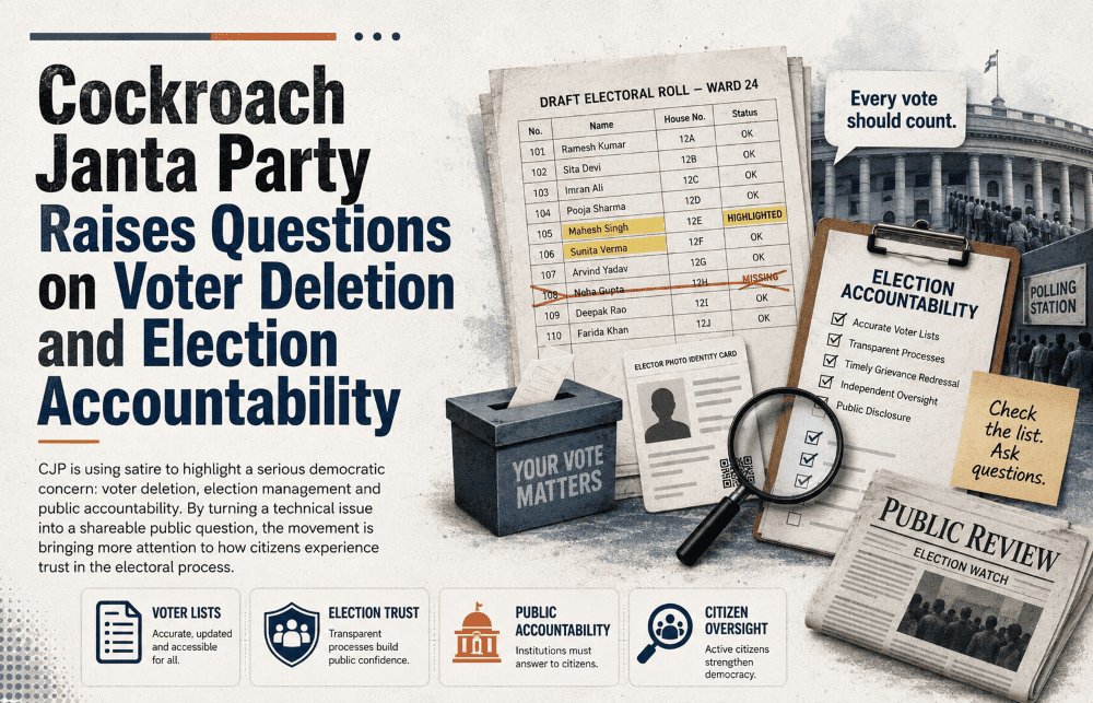 Cockroach Janta Party Raises Questions on Voter Deletion and Election Accountability