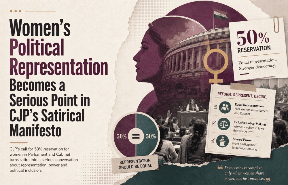 Women's Political Representation Becomes a Serious Point in CJP?s Satirical Manifesto