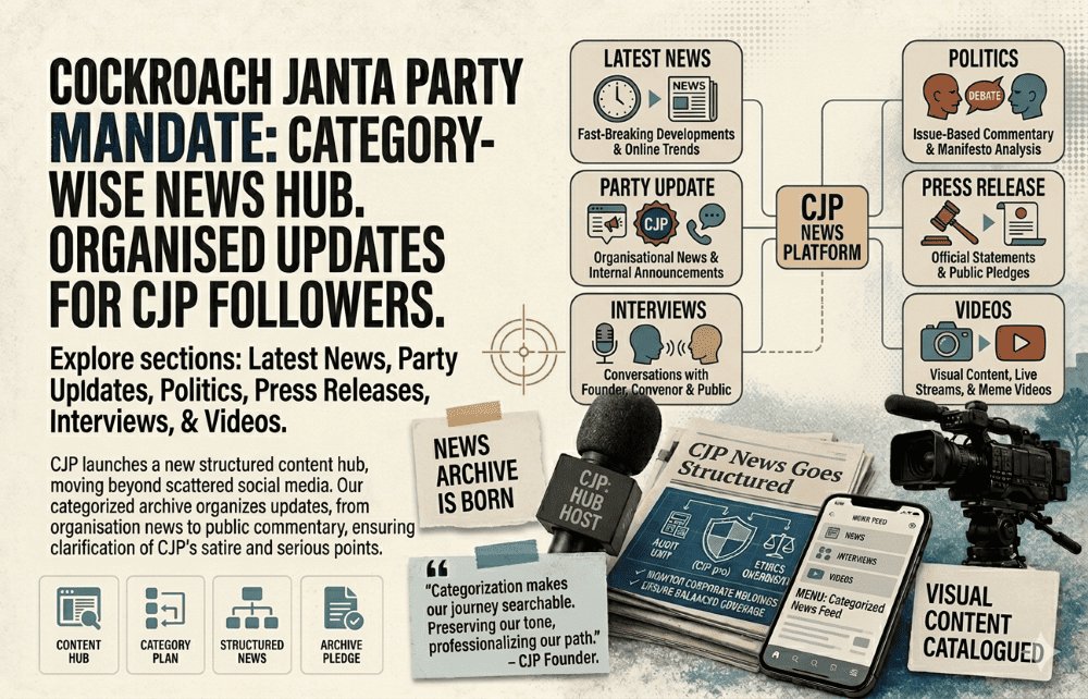 Cockroach Janta Party Plans Category-Wise News Coverage for Followers