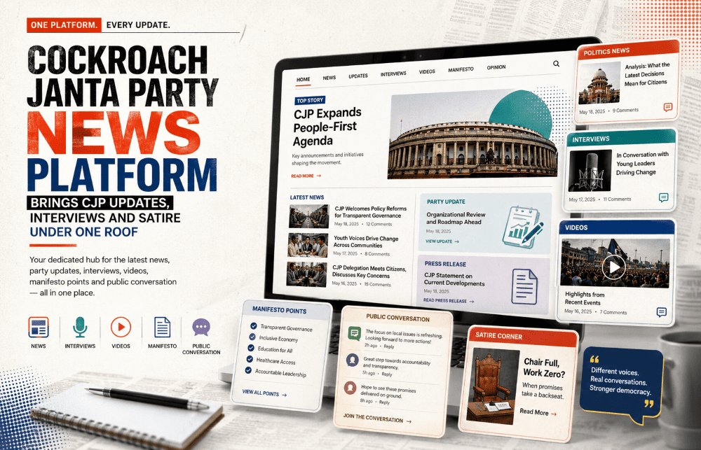 Cockroach Janta Party News Platform Brings CJP Updates, Interviews and Satire Under One Roof